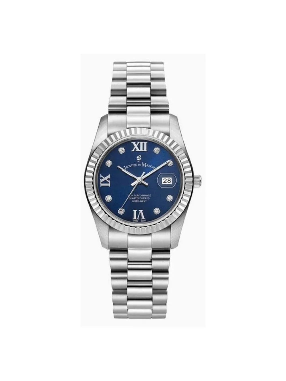 NWT Jacques Du Manoir Inspiration Roman Diamond Blue Dial Ladies Watch